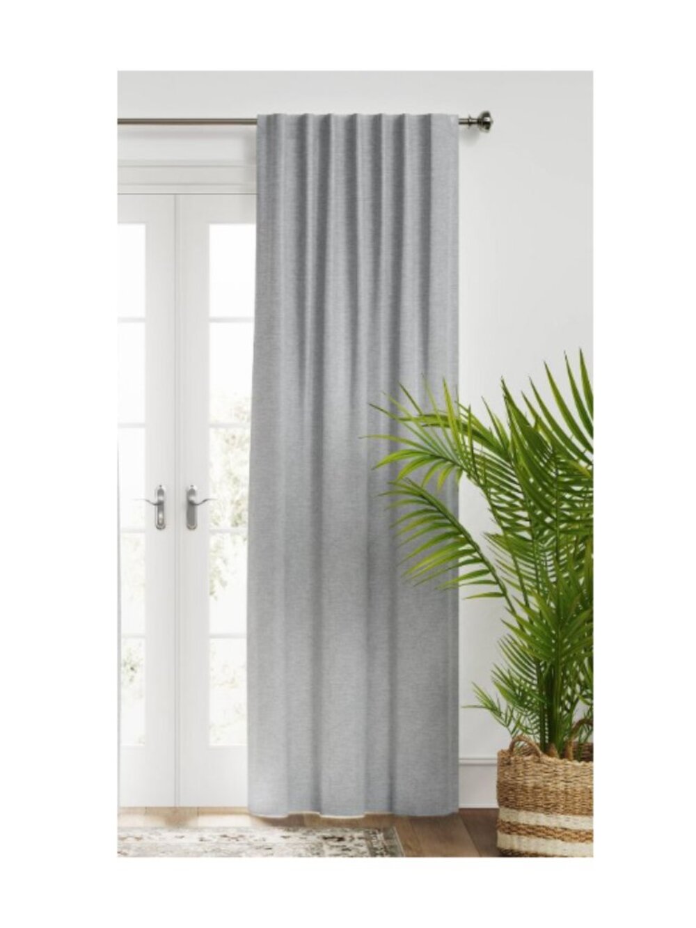 Threshold Silver Faux Silk Room Darkening Rod Pocket Curtain Panel 52" x 95"